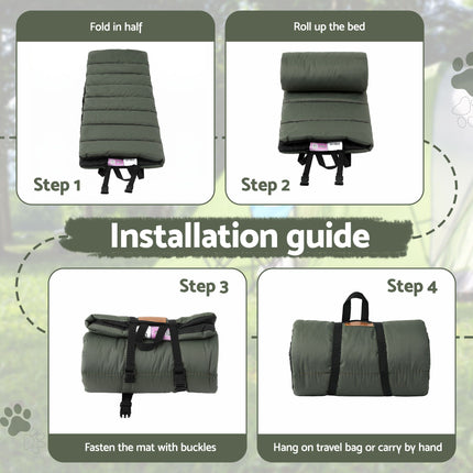 i.Pet Outdoor Dog Bed Large Water-resistant Washable Foldable Travel Dog Mat Green