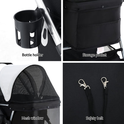 i.Pet Pet Stroller Pram Dog Cat Carrier Cage Large Travel Pushchair Foldable 4 Wheels