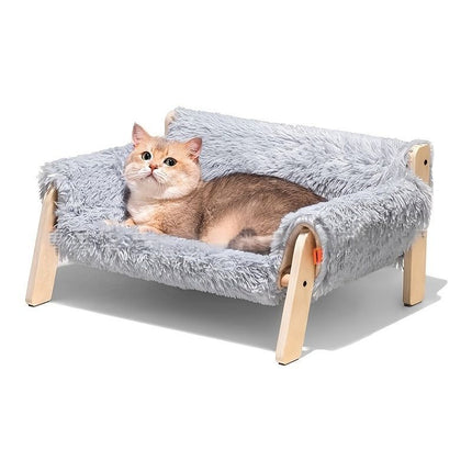 Checkered Faux-Fur Cat Sofa Bed