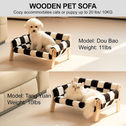 Checkered Faux-Fur Cat Sofa Bed