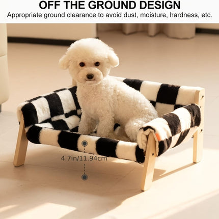 Checkered Faux-Fur Cat Sofa Bed