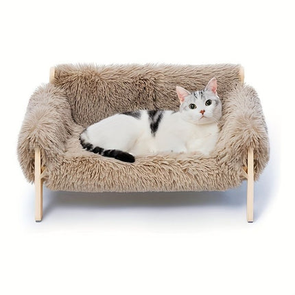 Checkered Faux-Fur Cat Sofa Bed