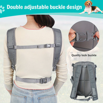 Gray Black outdoor pet backpack, dog backpack, pet carrier, outdoor dog gear, pet travel, dog transportation, Australia pet carrier, small dog backpack, medium dog carrier, breathable pet backpack