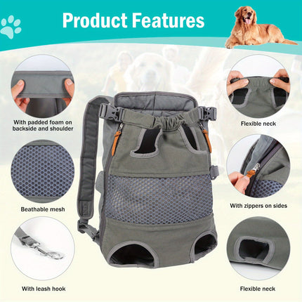 Gray Black outdoor pet backpack, dog backpack, pet carrier, outdoor dog gear, pet travel, dog transportation, Australia pet carrier, small dog backpack, medium dog carrier, breathable pet backpack