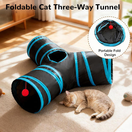 Cat Toy Interactive Cat Toy Cat Tunnel Feather Teaser Wand Indoor Cat Toy Cat