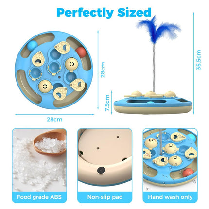 cat toy, 3-in-1 cat treat feeder, cat puzzle toy, trackball cat toy, feather teaser cat toy, slow-feeder cat toy, cat mental stimulation toy, indoor cat toy Australia, interactive cat puzzle