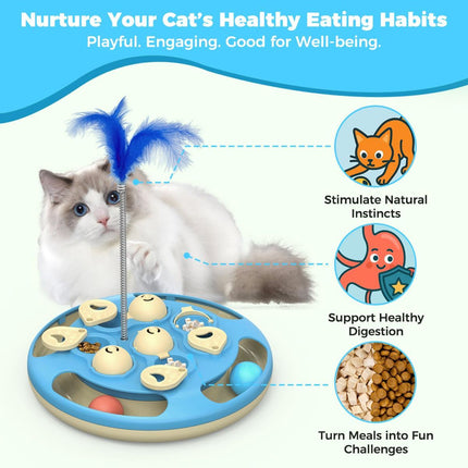 cat toy, 3-in-1 cat treat feeder, cat puzzle toy, trackball cat toy, feather teaser cat toy, slow-feeder cat toy, cat mental stimulation toy, indoor cat toy Australia, interactive cat puzzle