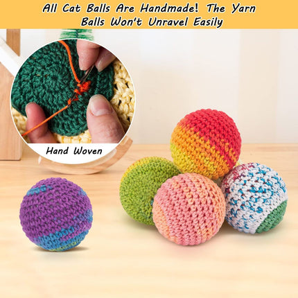 Cat Toys Hand-Crocheted Cat Balls Cat Balls With Bells Indoor Cat Toys Cat Play，Pack of 6，Random color