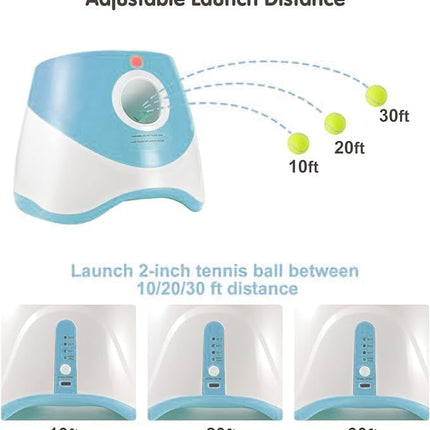 Automatic Dog Ball Launcher with 15 Mini Tennis Balls & Mesh Bag – Rechargeable Pet Toy for Small Dogs, Adjustable Launch Distance, Interactive Play (Blue)