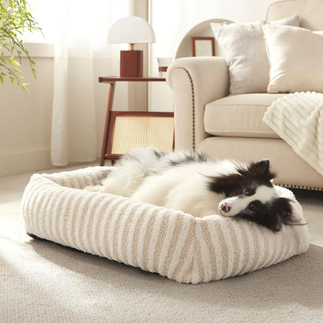 Soft Rabbit Velvet Dog Bed — Striped