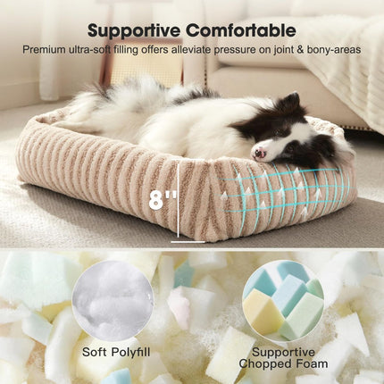 Soft Rabbit Velvet Dog Bed — Striped