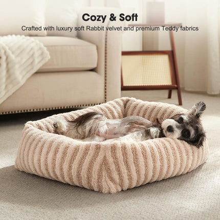 Soft Rabbit Velvet Dog Bed — Striped