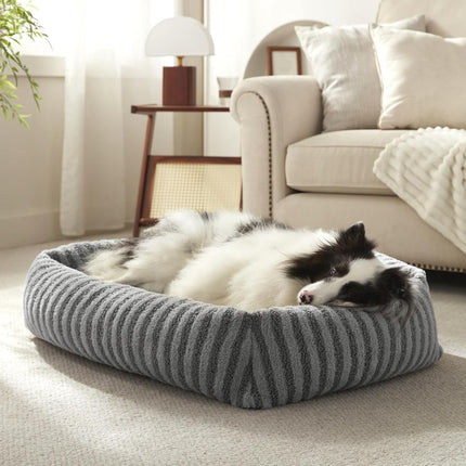 Soft Rabbit Velvet Dog Bed — Striped