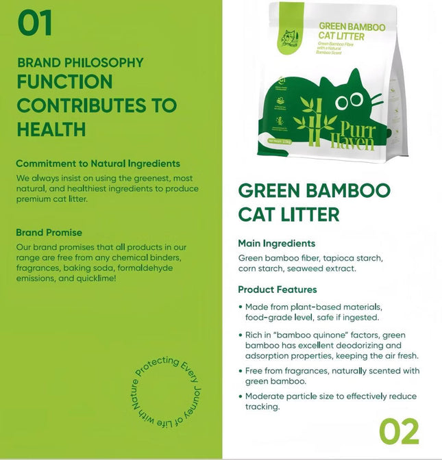 Purr Haven Assorted Cat Litter Set | Tapioca & Green Bamboo & Green Tea | 1 Pack per Type | 2.5 kg Per Pack