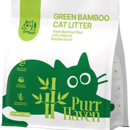 Purr Haven Green Bamboo Cat Litter | 1 Carton | 6 Packs Per Carton | 2.5kg Per Pack