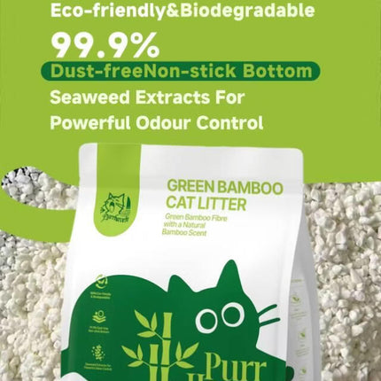 Purr Haven Green Bamboo Cat Litter | 1 Carton | 6 Packs Per Carton | 2.5kg Per Pack