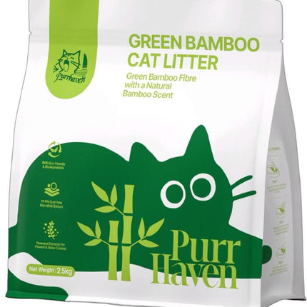 Purr Haven Green Bamboo Cat Litter | 3 Packs | 2.5 kg Per Pack