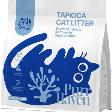 Purr Haven Tapioca Cat Litter | 1 Carton | 6 Packs Per Carton | 2.5kg Per Pack