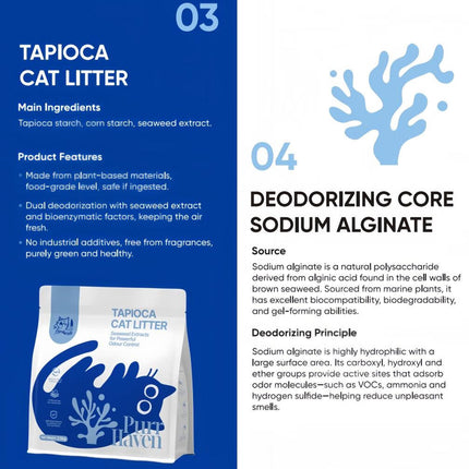 Purr Haven Tapioca Cat Litter | 1 Carton | 6 Packs Per Carton | 2.5kg Per Pack