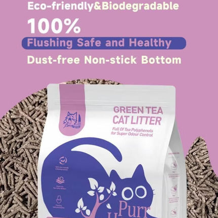 Purr Haven Green Tea Cat Litter | 1 Carton | 6 Packs Per Carton | 2.5kg Per Pack