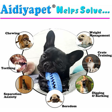 Dog Chew Toy, Educational Dog Toy, Heavy Duty Rubber, Blue - Biting, Chasing And Fetching Toy - For Medium Dogs And