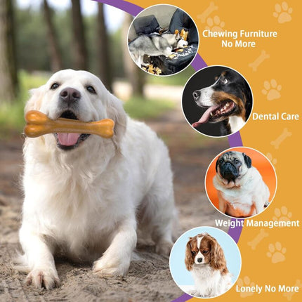 Indestructible Dog Toys, Dog Chew Bones, Light Beef And Bacon Flavor Dog Toys For Large Medium Dogs Dental Care Teeth
