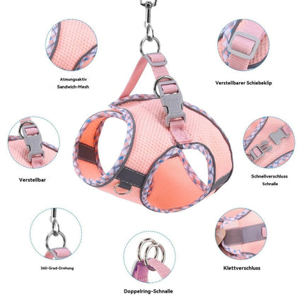 Reflective Dog & Cat Harness with Leash