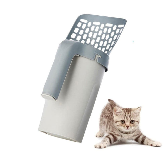 2-in-1 Litter Box Scoop with Holder and Waste Bags, Non-Slip Durable Pet Cleaning Tool