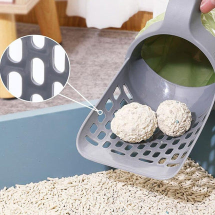 2-in-1 Litter Box Scoop with Holder and Waste Bags, Non-Slip Durable Pet Cleaning Tool