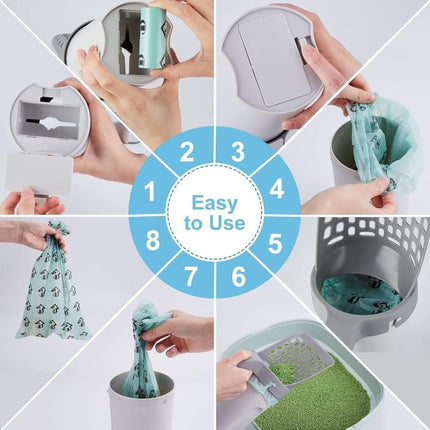 2-in-1 Litter Box Scoop with Holder and Waste Bags, Non-Slip Durable Pet Cleaning Tool
