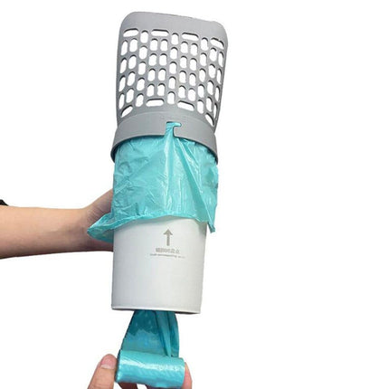 2-in-1 Litter Box Scoop with Holder and Waste Bags, Non-Slip Durable Pet Cleaning Tool