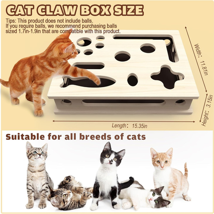 Multi-Functional Cat Claw Care Enrichment Box | Durable Wood Scratcher & Interactive Puzzle for Feline Wellness