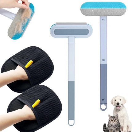 Set of 4 - Pet Silent Hair Removal Gloves - Pet Hair Removal Brush - Pet Grooming Glove - Hair Removal Gloves - Soft Deshedding Brush - Reusable - For Pets and Furniture - Long/Short Hair