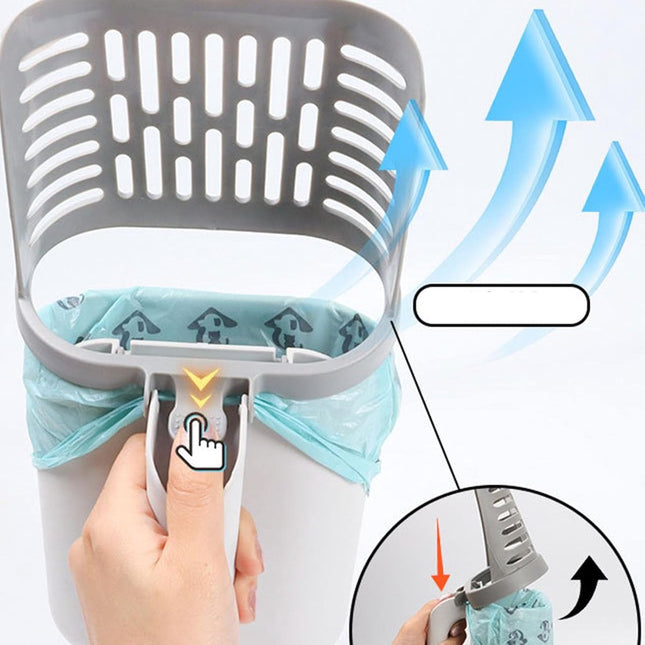 Cat Litter Scoop with Collection Tray - Cleaning Cat Litter - Ergonomic - With 8 Rolls of Waste Bags - Holder and Disposal System for Cat Litter in 1 - Litter Scoop with Container - Dirt-Free Cat Litter Scoop - Grey