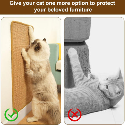 Sisal Cat Scratching Mat - Furniture Protection Against Scratching - Scratch Protection For Tables And Chairs - Easy To Apply - For Protecting Sofas, Carpets, Walls - For Sofa, Furniture And Door - 50x25 Cm - 1 Piece