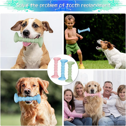 Dog Toys - 3 Pieces - Dog Chew Toys - Dental Care - Teeth Cleaning - Rubber Pet Chew Toys - For Medium and Large Dogs - Blue+Green+Pink