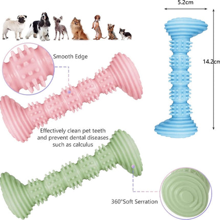 Dog Toys - 3 Pieces - Dog Chew Toys - Dental Care - Teeth Cleaning - Rubber Pet Chew Toys - For Medium and Large Dogs - Blue+Green+Pink