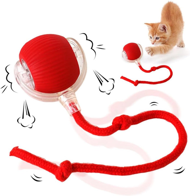 Electric Cat Ball Toy - Cat Toys - Electric Toy Ball - Pet Toys - Smart Toy Ball - Automatic Rolling Cat Ball - Interactive Cat Toy - Rechargeable - Cat Ball for Play and Interaction - Red