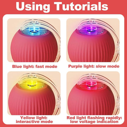 Electric Cat Ball Toy - Cat Toys - Electric Toy Ball - Pet Toys - Smart Toy Ball - Automatic Rolling Cat Ball - Interactive Cat Toy - Rechargeable - Cat Ball for Play and Interaction - Red