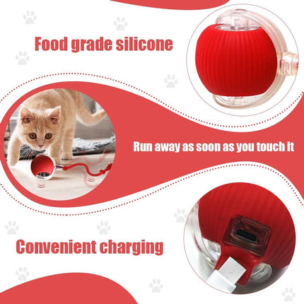 Electric Cat Ball Toy - Cat Toys - Electric Toy Ball - Pet Toys - Smart Toy Ball - Automatic Rolling Cat Ball - Interactive Cat Toy - Rechargeable - Cat Ball for Play and Interaction - Red