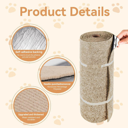 Scratching Post - 30 x 100 Cm - Scratching Mat for Cats - Kitten Toy - Anti-scratch cat sofa protection scratching post - Climbing Wall - Cat Climbing Wall - for furniture, walls, sofas and carpet - Scratching Mat for Sofa - Easy to cut - Self-adhesive -