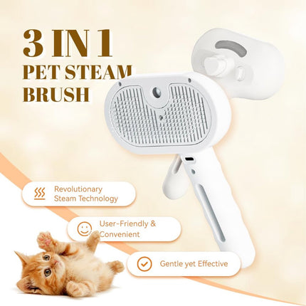 Cat Steam Brush - Dog Steam Brush - 3 in 1 Pet Spray Shedding Comb for Cats and Dogs - Dog Steam Brush - Pet Grooming Brush with Spray - Cat Steam Brush - Pets - Dog Brush - for Shedding & Grooming - White
