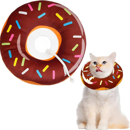 Cat collar - adjustable cat collar - adjustment range 17-26cm - vacuum packed - for after surgery - for small dogs and cats - protective collar for cats and dogs - anti-scratch - anti-licking - brown donut shape