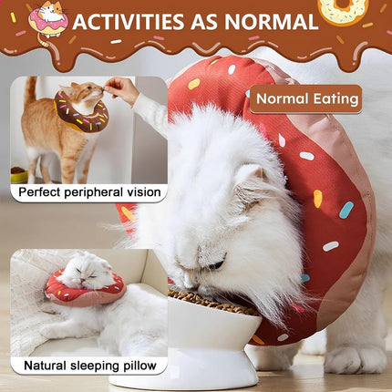 Cat collar - adjustable cat collar - adjustment range 17-26cm - vacuum packed - for after surgery - for small dogs and cats - protective collar for cats and dogs - anti-scratch - anti-licking - brown donut shape