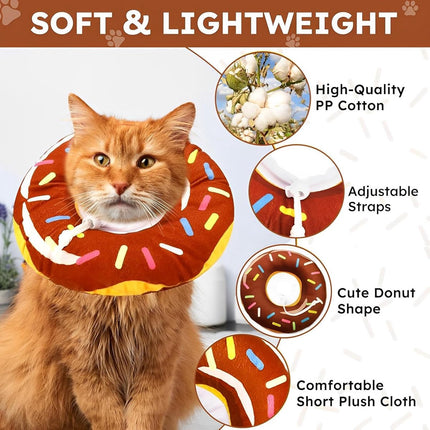 Cat collar - adjustable cat collar - adjustment range 17-26cm - vacuum packed - for after surgery - for small dogs and cats - protective collar for cats and dogs - anti-scratch - anti-licking - brown donut shape