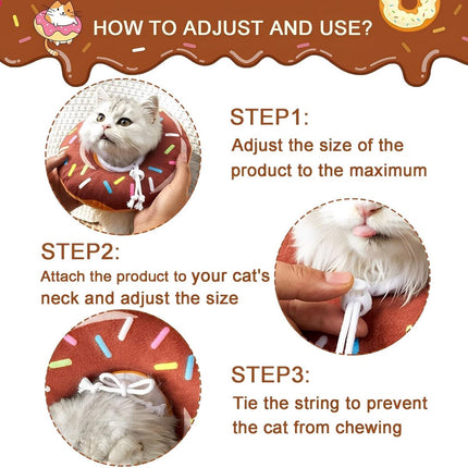 Cat collar - adjustable cat collar - adjustment range 17-26cm - vacuum packed - for after surgery - for small dogs and cats - protective collar for cats and dogs - anti-scratch - anti-licking - brown donut shape