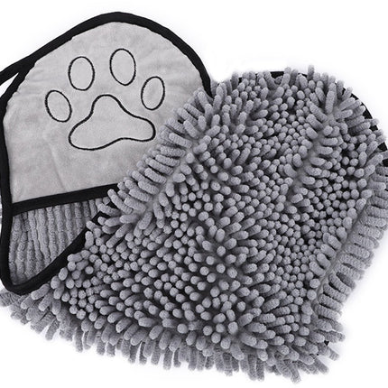 Dog Towel - Quick-drying dog towel - Super absorbent dog towel - Bath towel for dogs - Comfortable paw pockets - Suitable for indoor and outdoor use - Durable material - Machine washable (Gray, 62 x 25 cm)
