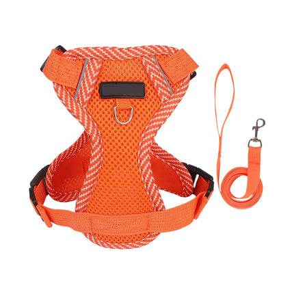 Tyidzon Small Dog Harness with Pet Lead, Puppy Harness Reflective Step-in Puppy Pet Harnesses for Small Medium Dogs and Cats Orange