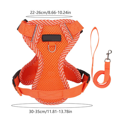Tyidzon Small Dog Harness with Pet Lead, Puppy Harness Reflective Step-in Puppy Pet Harnesses for Small Medium Dogs and Cats Orange