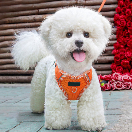 Tyidzon Small Dog Harness with Pet Lead, Puppy Harness Reflective Step-in Puppy Pet Harnesses for Small Medium Dogs and Cats Orange